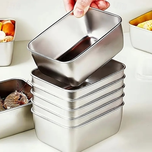  7 контейнеров для хранения продуктов из нержавеющей стали с откидными крышками, герметичные, складывающиеся в стопку, для кемпинга, пикника, дома, офиса и школьных обедов
