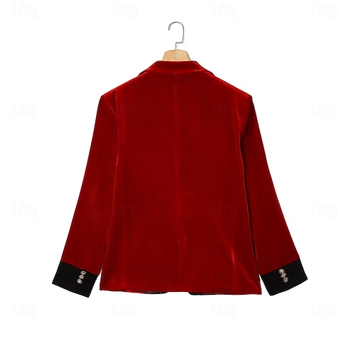  Miesten Blazer-takki Smokki Suljettava kaulus Joulu Vintage Sametti Yhtenäinen Blazer Rubiini Apila Normaali istuvuus Yksirivinen yksi nappi