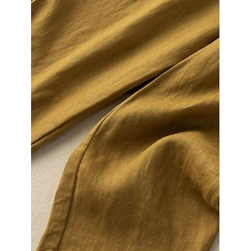  Per donna Pantaloni in cotone e lino Chinos Moda Essenziale Lunghezza intera Vita Alta Floreale Ricamato Comodità All'aperto Micro-elastico Vacanza Streetwear Quotidiano Bianco Giallo Albicocca Caffè