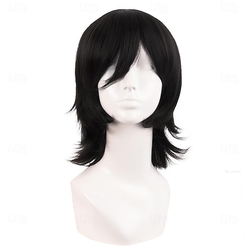 14 Inch/35 cm Short Cosplay Wolf Tail Synthetic Side Bangs Party