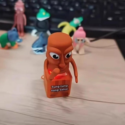  tungtungtung sahur lelut puinen tikku-ukko nappi avaimenperä valoisa kieliriipus anime oheislaite malli koristeellinen lahjalelut