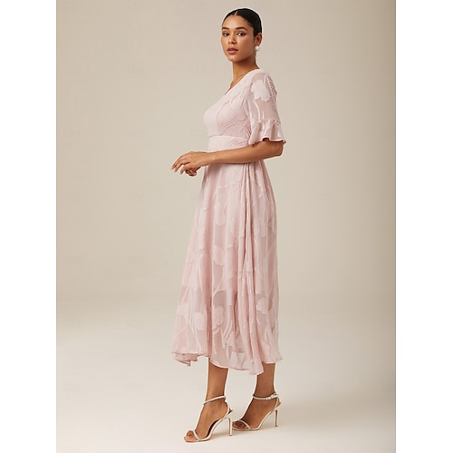  Femmes Robe maxi Robe de Cocktail Robe d'invité de mariage Robe Semi-Formelle Robe trapèze Élégant Travail Anniversaire Manche flottante robe demoiselle d honneur Cocktail Soirée Formelle Coupe