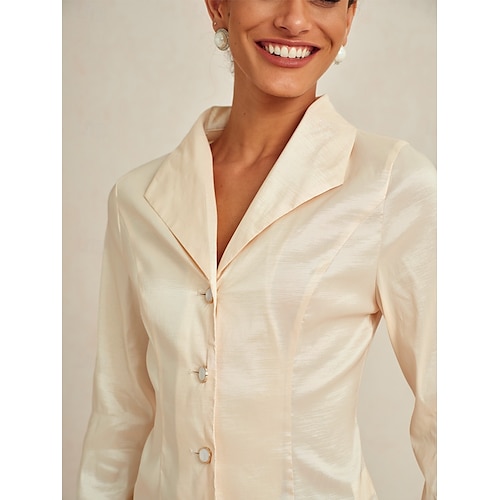  Mulheres Blusa Tops elegantes Tops de noite Elegante à moda Trabalho Decote V Convidado do casamento Trabalho Roupa de Trabalho Bege Primavera Outono Inverno