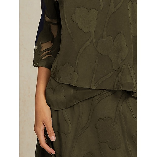  Damen Spitzenbluse Bluse Elegante Oberteile Chiffon Tops Einfarbig Blumen Blume Elegant Stilvoll Dreiviertelarm Glockenärmel U-Boot-Ausschnitt Normale Oberteile Hochzeitsgast Arbeit Täglich