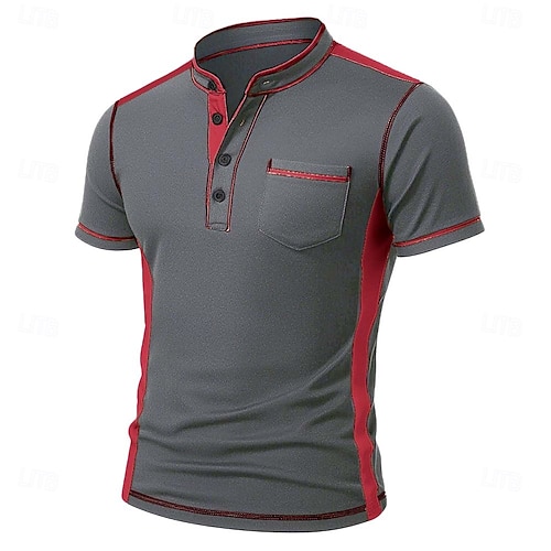  Herren Henley Hemd T-Shirt Henley Oberteil Kurzarm Einfarbig Einfach Mode Designer Lässig Farbblock Knöpfe Henley Outdoor Lässig Täglich Sommer Ganzjahres Schwarz Weiß Marineblau Henley T-Shirt
