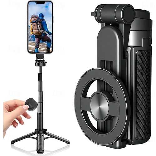 Bastone Selfie Magnetico 4 In 1 Con Treppiede E Telecomando Bluetooth – Rotazione 360°, Pieghevole, Portatile Per Vlog E Viaggi