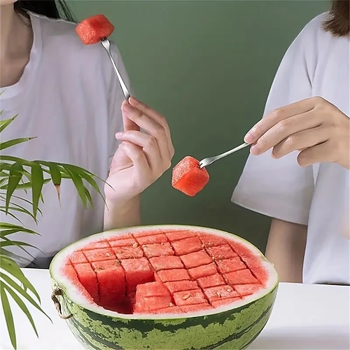  Trancheuse à pastèque en acier inoxydable 304, coupe-fruits rapide en 5 secondes, outil de cuisine durable pour trancher et couper en dés facilement la pastèque