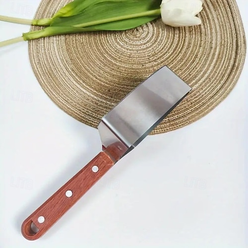  Coupe-melon en acier inoxydable avec lames triangulaires, coupe-fruits ergonomique avec manche en bois, outil de cuisine durable et sûr pour pastèque, cantaloup, etc.
