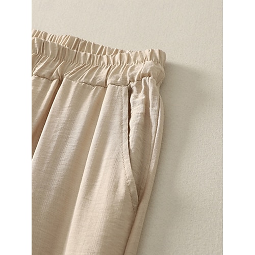  Mujer Pantalones de lino y algodón Chinos Estilo Étnico Básico Casual Longitud total Alta cintura Floral Bordado Bolsillo Cintura elástica Comodidad Al Aire Libre Microelástico Vacaciones Calle Diario