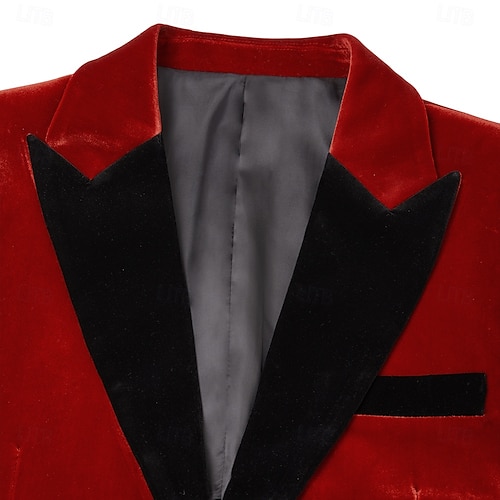 Miesten Blazer-takki Smokki Suljettava kaulus Joulu Vintage Sametti Yhtenäinen Blazer Rubiini Apila Normaali istuvuus Yksirivinen yksi nappi