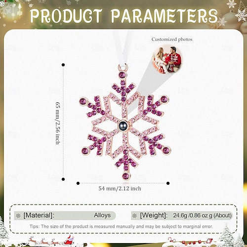  Ornement de projection de flocon de neige photo personnalisé de Noël, cadeau commémoratif personnalisé, breloque pour arbre de Noël, décoration suspendue, cadeau de Noël pour elle/lui/famille