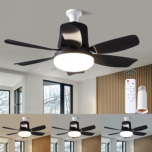 Socket Ceiling Fan With Light - Dimmable LED Bulb & Remote Control, 3 Color Temperatures 6 thumbnail image
