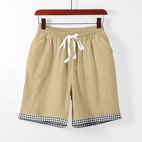  Herre Shorts i bomullslin Shorts Sommershorts Strandshorts Elastisk midje Snorer Trykt mønster Dyr Komfort Pustende Knelengde utendørs Ferie Ut på byen Ferie Hawaiisk Blå Grønn Elastisk