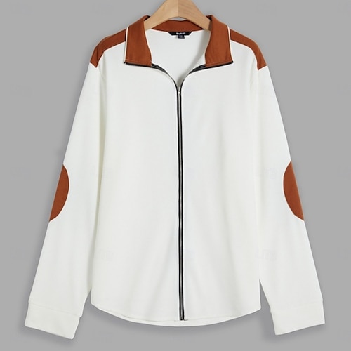  Per uomo Maglietta Giacca di pelle Maglietta a Maglia Waffle Camicia a Maniche Lunghe Manica Lunga Colletto Mao Autunno Primavera & Autunno Blocco di colori Moda Designer Essenziale Con zip Patchwork