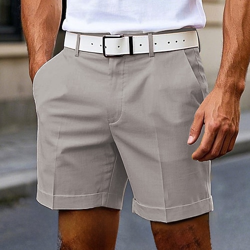 mens knee length dress shorts Men's Burmuda Shorts Work Shorts Pocket Plain Comfort Outdoor Business Fashion Casual White Khaki 2026 jen11/12