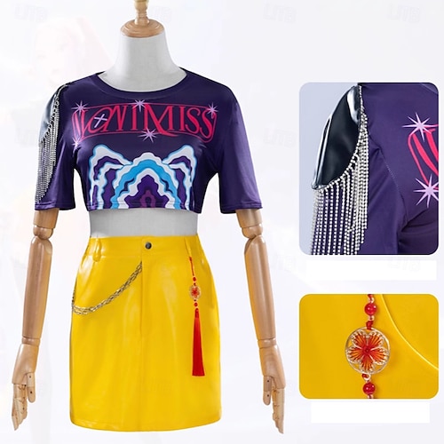  Koreansk idolinspirerad Popstjärna Kostym Vacker klänning Virtuell idol for Dam Vuxen Halloween Karnival Prestanda Comic Con Anime Expo