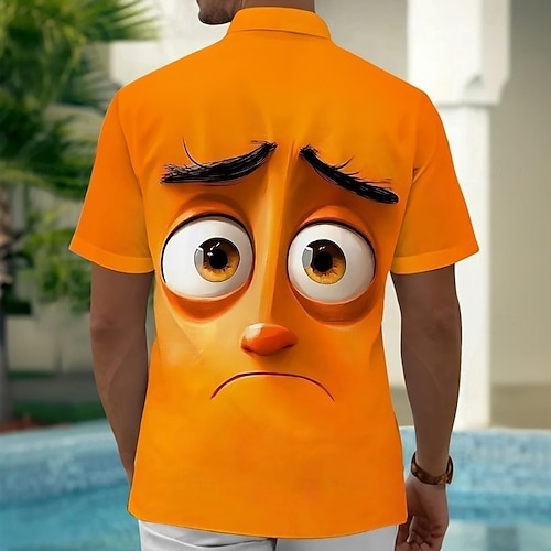  Voor heren Tekenfilm Grappig Grote ogen Overhemd Zomer overhemd Overhemd met knopen Korte mouw Mode-casual Buiten Vakantie Dagelijks gebruik Zomer Lente Strijkijzer 3D-afdrukken shirts met kraag