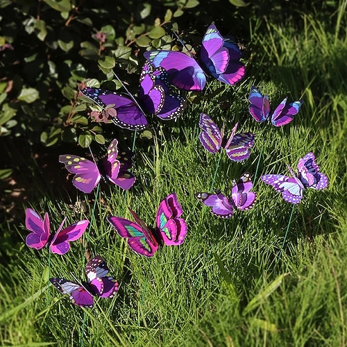10 piezas grandes de jardineras para jardín con mariposas, coloridas, impermeables, 3D, estacas para mariposas, decoración para exteriores, decoración para fiestas y jardines