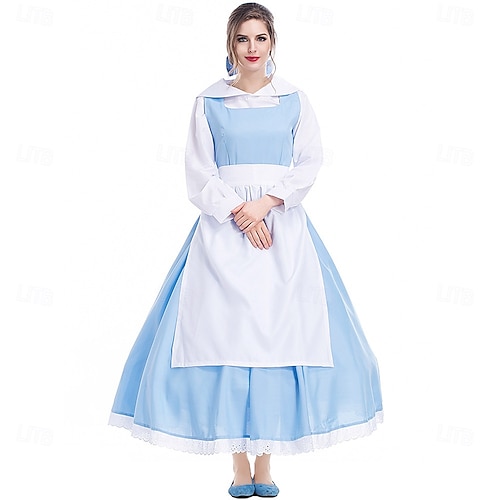 Fairy Tale Princess Belle Dress Storybook Characters Anime for Girls' Kid's Halloween Carnival Performance Educational Dress Up School Event Dress Up
