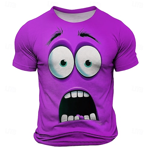  Men's Optical Illusion 3D T Shirt Short Sleeve T shirt 3D Print Crew Neck Shirt Fashion Exaggerated Daily Party Street Casual Yellow Red Blue Summer Spring All Seasons Clothing Apparel S M L XL XXL