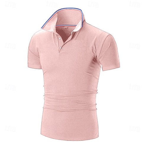  Per uomo Maglia da golf Polo Piqué Affari Casuale Colletto Polo a Coste Manica Corta Moda Essenziale Tinta unica Bottoni Estate Primavera & Autunno Vestibilità regolare Nero Rosa Bianco Giallo Verde
