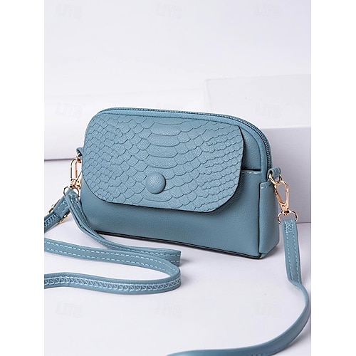 2025年 クロコ型押しフラップ付きレディースフェイクレザー