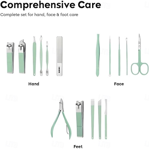  16 in1 Professional Nail Clippers Pedicure Kit Manicure Set , Stainless Steel Nail Care Tools Grooming Kit with Luxurious Travel Leather Case for Thick Nails Men Women Gift