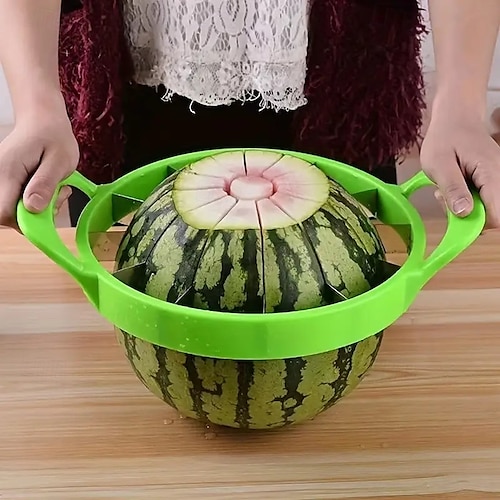  Outil de coupe et de tranchage de pastèque, gadget facile à trancher et à couper en dés de pastèque, aide de cuisine pour couper les fruits pour des morceaux de pastèque parfaits
