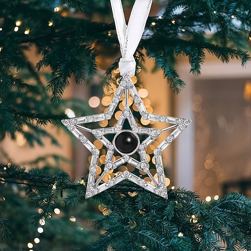  Ornement de projection d'étoile photo personnalisé, cadeau commémoratif personnalisé, breloque pour arbre de Noël, décoration suspendue, cadeau de Noël pour elle/lui/famille