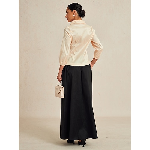  Mulheres Blusa Tops elegantes Tops de noite Elegante à moda Trabalho Decote V Convidado do casamento Trabalho Roupa de Trabalho Bege Primavera Outono Inverno