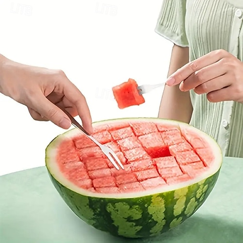  Trancheuse à pastèque en acier inoxydable 304, coupe-fruits rapide en 5 secondes, outil de cuisine durable pour trancher et couper en dés facilement la pastèque