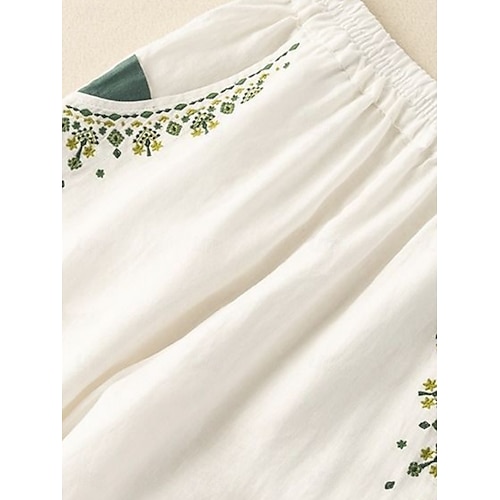  Per donna Pantaloni in cotone e lino Chinos Moda Essenziale Lunghezza intera Vita Alta Floreale Ricamato Comodità All'aperto Micro-elastico Vacanza Streetwear Quotidiano Bianco Giallo Albicocca Caffè