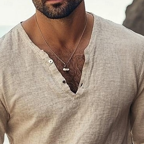  Pánské Tričko Henley Trička Top Henley Dlouhý rukáv Pevná barva Bez vzoru Jednobarevné Módní Designové Na běžné nošení Barevné bloky Knoflíky Jednoduchý Henley Venkovní Ležérní Denní Léto Celý rok
