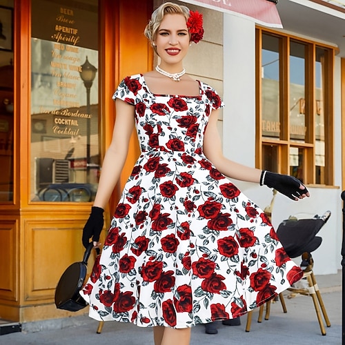 Vestido Feminino Traje Anos 50 Feminino Vestido Feminino Festa