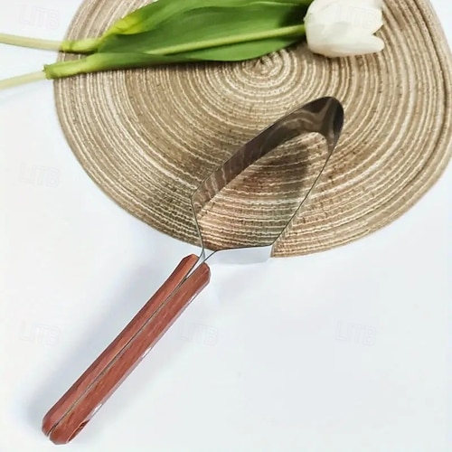  Coupe-melon en acier inoxydable avec lames triangulaires, coupe-fruits ergonomique avec manche en bois, outil de cuisine durable et sûr pour pastèque, cantaloup, etc.