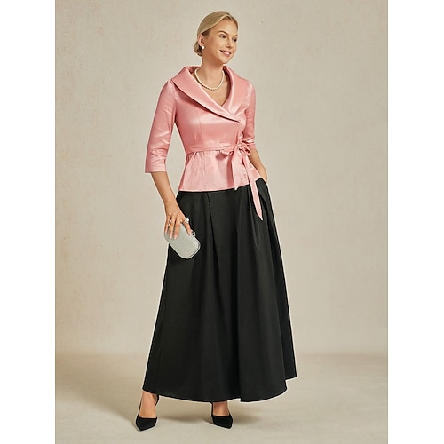  Femmes Chemisier Hauts de soirée Élégant Métallique Moderne Manche 3/4 Col en V Hauts Réguliers robe demoiselle d honneur Soirée Semi-Formel Nœud devant Rose ensoleillée Printemps, Automne, Hiver, Été