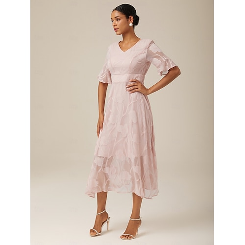  Femmes Robe maxi Robe de Cocktail Robe d'invité de mariage Robe Semi-Formelle Robe trapèze Élégant Travail Anniversaire Manche flottante robe demoiselle d honneur Cocktail Soirée Formelle Coupe