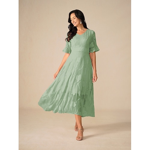  Femmes Robe maxi Robe de Cocktail Robe d'invité de mariage Robe Semi-Formelle Robe trapèze Élégant Travail Anniversaire Manche flottante robe demoiselle d honneur Cocktail Soirée Formelle Coupe