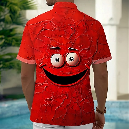  Voor heren Tekenfilm Grappig Lach gezicht Overhemd Zomer overhemd Overhemd met knopen Korte mouw Mode-casual Buiten Vakantie Dagelijks gebruik Zomer Lente Strijkijzer 3D-afdrukken shirts met kraag