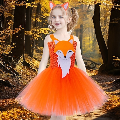 Fairy Tale Animal Fox Blue Dog Dress Costume Tutu Storybook Characters  Girls' Kid's Halloween Carnival Performance Educational Dress Up School  Event Dress Up 2026 - $38.99