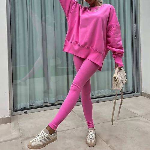 Women's Tracksuit Pullover Sweatshirt Track Leggings Spring Split