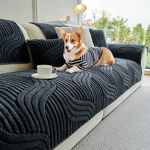  כיסוי ספה גיאומטרי מודרני לחיות מחמד לכלבים רך קטיפה נגד החלקה מגן ספה כיסוי ספה ידידותי לחיות מחמד