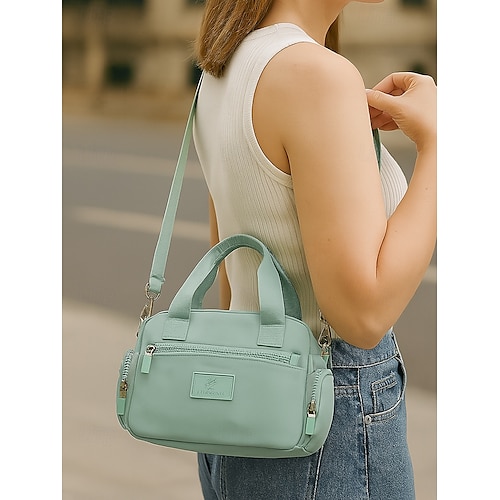 Per donna Borsa a tracolla Borsa a tracolla Borse a Spalla Nylon Casuale Casual Quotidiano Cerniera Tasche Multiple Grande Capacità Leggero Tinta unica Grigio scuro Nero Rosa