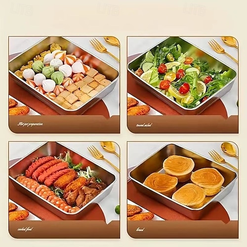  Set di 3 contenitori per alimenti in acciaio inossidabile, senza BPA, riutilizzabili, facili da pulire, design impilabile per frutta, carne, verdura, frigorifero e dispensa.