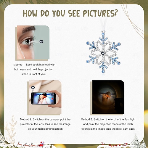  Ornement de projection de flocon de neige photo personnalisé de Noël, cadeau commémoratif personnalisé, breloque pour arbre de Noël, décoration suspendue, cadeau de Noël pour elle/lui/famille