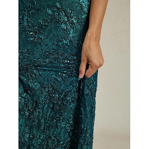  Femmes Robe maxi Robe fourreau Élégant Fête cocktail Coupe régulière Couleur Unie Manche Courte Col ras du cou Vert Emeraude Été Printemps