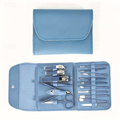  16 in1 Professional Nail Clippers Pedicure Kit Manicure Set , Stainless Steel Nail Care Tools Grooming Kit with Luxurious Travel Leather Case for Thick Nails Men Women Gift