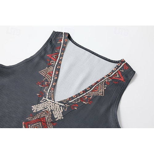  Pentru femei Bluză occidentală Cămașă Boho Bluză Floare Modern Boho Fără manșon În V Topuri obișnuite Zilnic Concediu Ieșire Imprimeu Negru Trifoi Gri Închis Vară