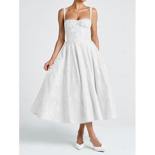 1950s Retro Vintage Midi Cocktail Dress Swing Dress Flare Dress Corset Fit and Flare Floral Jacquard Fancy Dress Women's Valentine's Day Masquerade