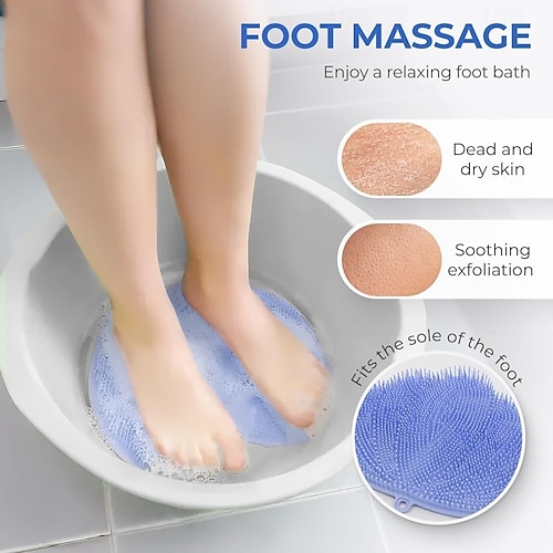  Silikon-Fußschrubbermatte für die Dusche mit rutschfesten Saugnäpfen, Rückenwasch-Peeling-Badebürste für Frauen und Männer